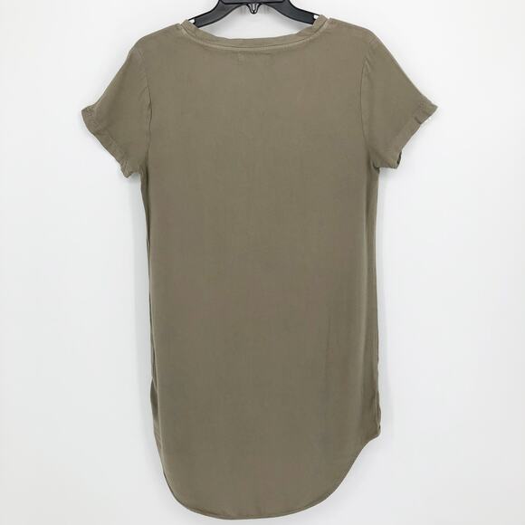 Cloth & Stone Womens Short Sleeve T-shirt Dress Medium Green V-Neck Hi-Low Hem - Picture 4 of 8